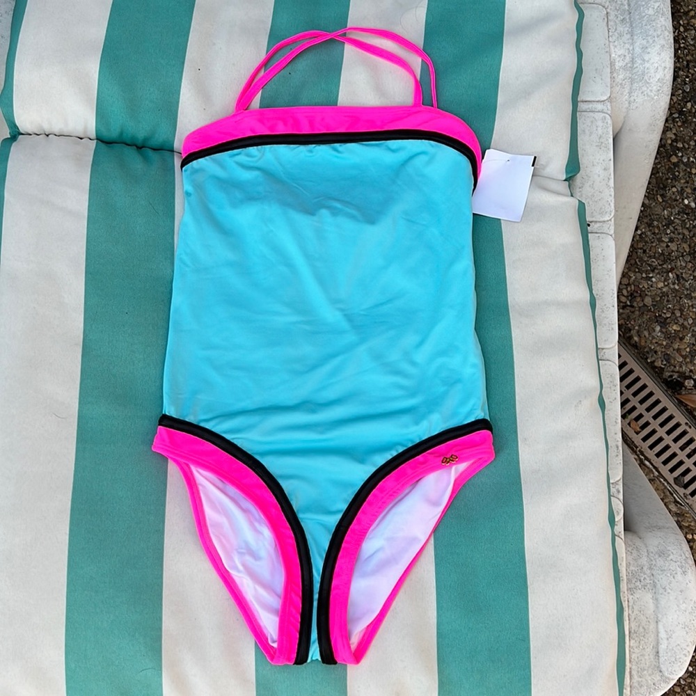 NWT Pilyq Kids Neo Block Bandeau One Piece Swimsuit Size 12